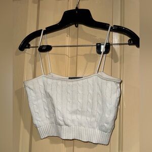 White knit tank top cropped